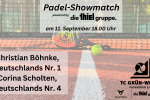 Thumbnail for the post titled: Padel-Showmatch mit nationalen Spitzenspielern